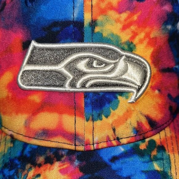 Seattle Seahawks New Era Tie Dye Crucial Catch Cancer baseball hat cap-October - Picture 2 of 6